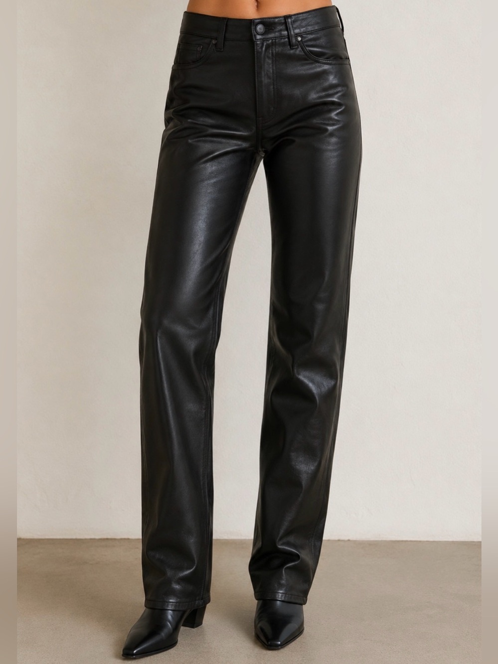 Wilfred Black Faux-Leather Straight-Leg Pants